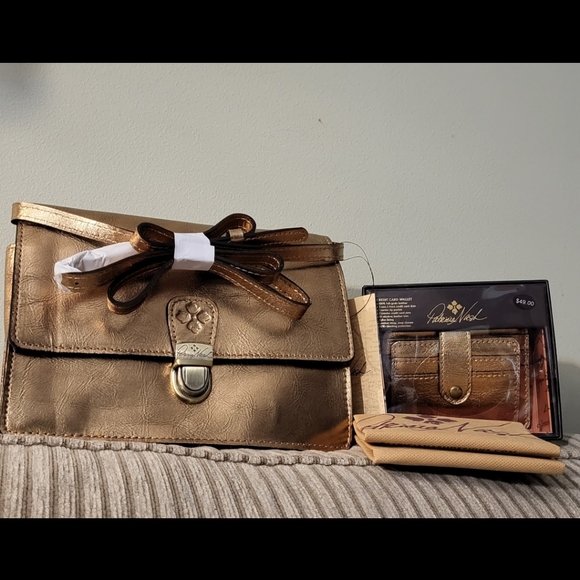 💝Patricia Nash Set- Locri Crossbody & Cassis Wallet in Vintage Antique Metallic - Picture 7 of 15